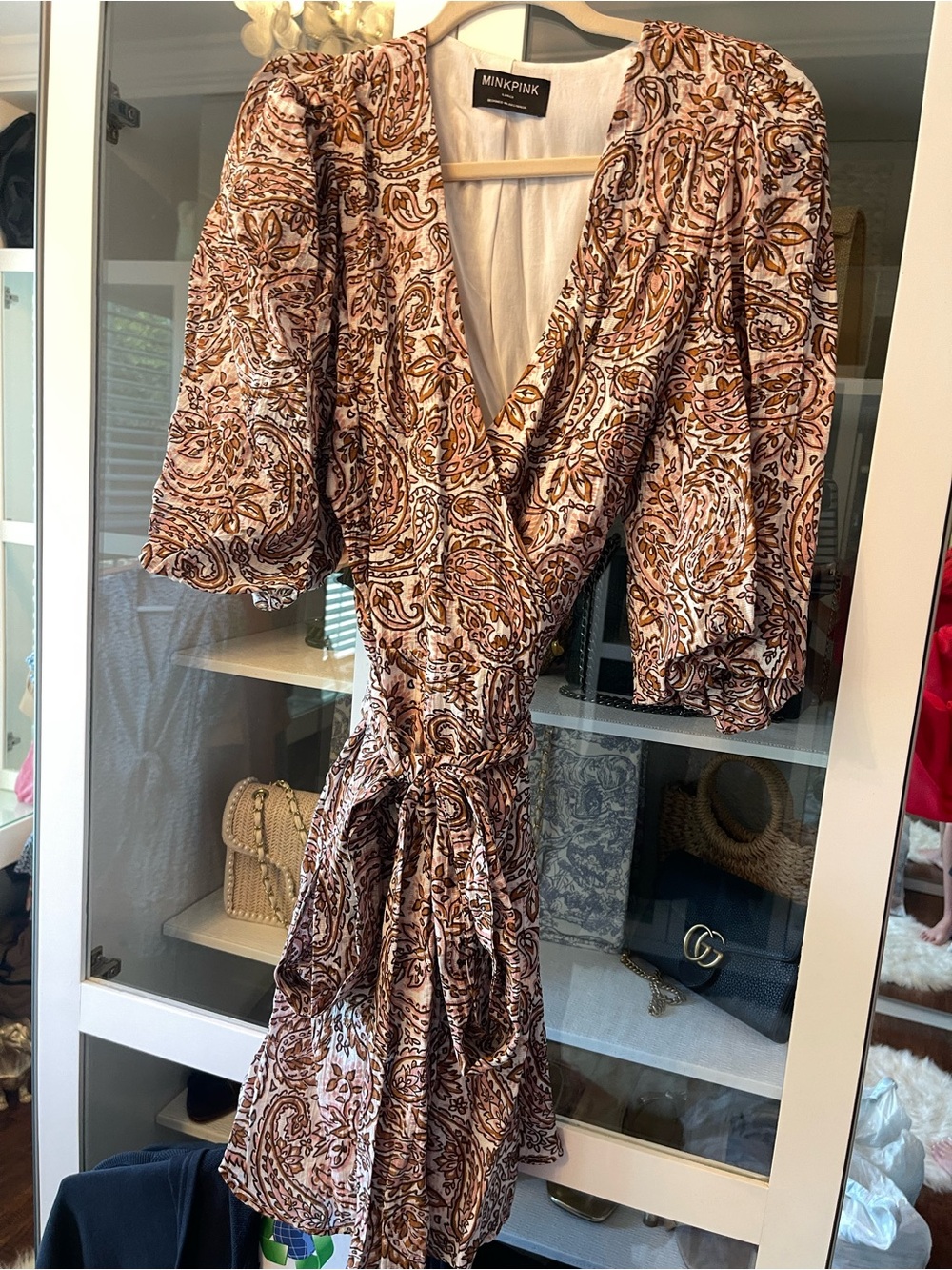 MINKPINK Brown Paisley Wrap Dress